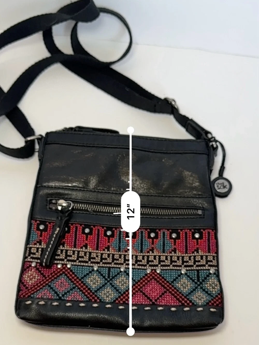The Sak Pax Embroidered Leather Crossbody Bag Boho Studded